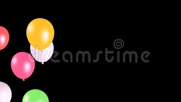 动画彩色气球在黑色背景视频的预览图