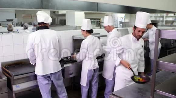 在繁忙的厨房工作的厨师视频的预览图