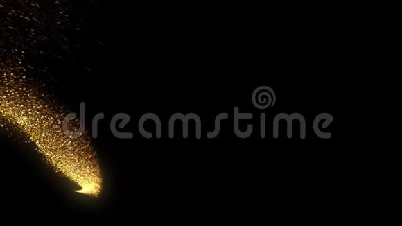 黑暗背景下金色粒子的抽象飞行动画神奇的太空尘埃明亮的移动彗星及其视频的预览图