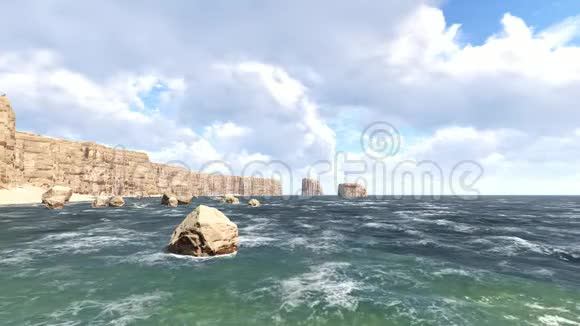 岩石附近的海岸海浪的海洋视频的预览图