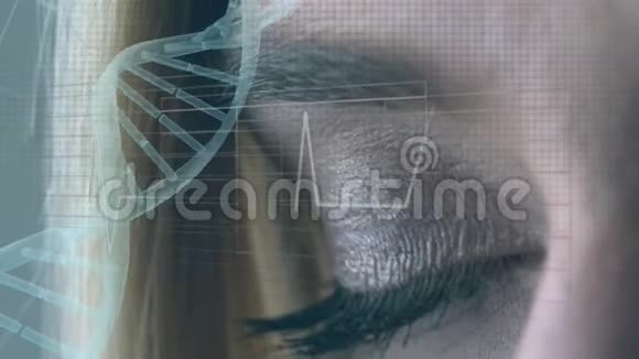 女人和DNA双螺旋带着心脏线视频的预览图