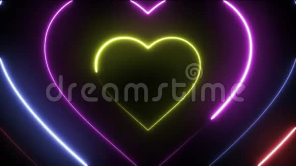爱情和浪漫标志4k镜头邀请霓虹灯动画可循环背景视频的预览图