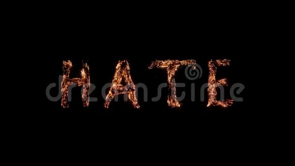 在黑色背景下燃烧的单词HATE钢羊毛燃烧美丽的燃烧激发字体视频的预览图