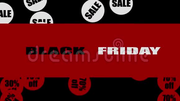 黑色星期五的红色背景和下降标签销售305070的折扣视频的预览图