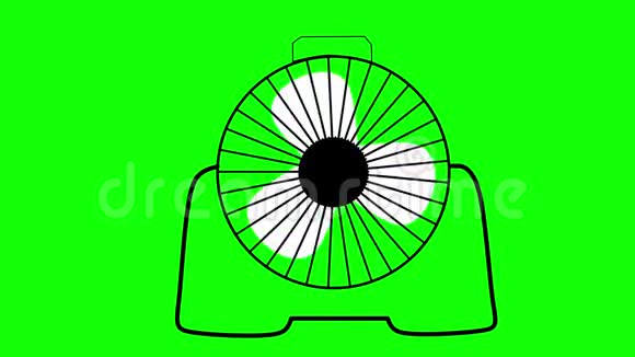 办公桌风扇动画绿色背景无缝循环背景视频的预览图