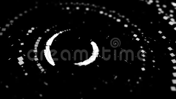 黑白抽象的圆圈闪烁的方块不断旋转动画抽象催眠螺旋几何视频的预览图