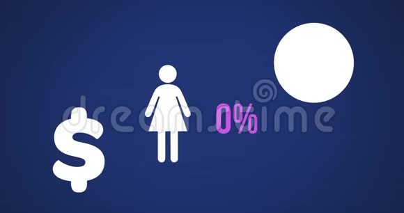 女性形状美元符号和饼图颜色4k视频的预览图