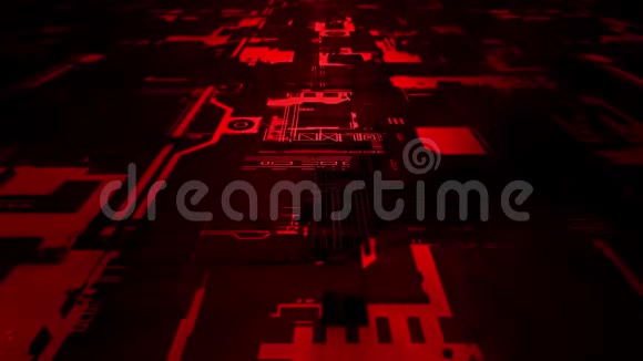 3D红色科幻母版电路介绍标志背景视频的预览图
