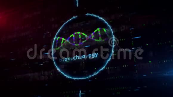 电子圈中的生物技术和DNA螺旋全息图视频的预览图