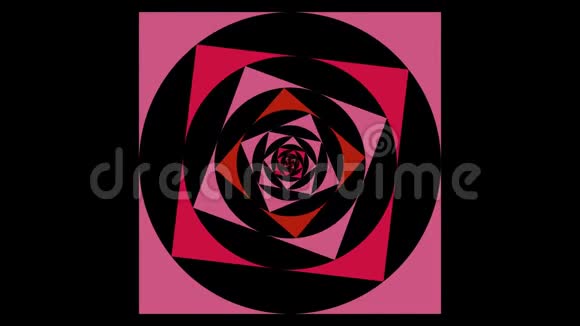 摘要背景与动画的方块无止境地旋转在一个圆圈无缝循环动画红色和粉红色的圆圈阴影视频的预览图