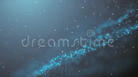 流行文摘背景蓝色尘埃粒子星火波环三维动画4k视频的预览图