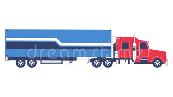 带拖车的大卡车运送货物视频的预览图