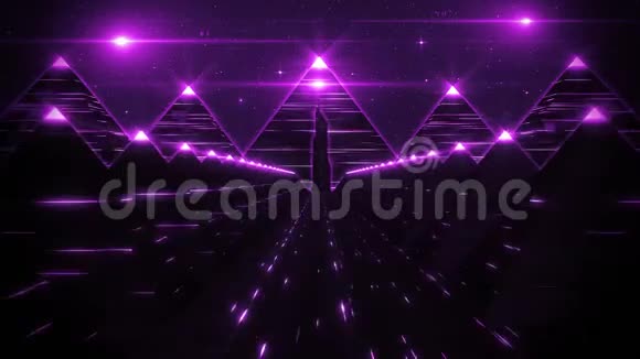 3D紫科幻金字塔隧道循环运动背景视频的预览图