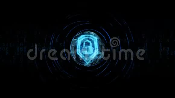 闪烁的蓝色数字安全挂锁受保护的加密加密加密信息视频的预览图