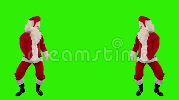 圣诞老人独自跳舞舞蹈7绿色屏幕股票镜头视频的预览图