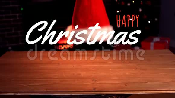 圣诞老人帽子的圣诞快乐短信视频的预览图