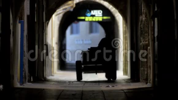 摩洛哥Essaouira古城旧隧道推车卖方视频的预览图