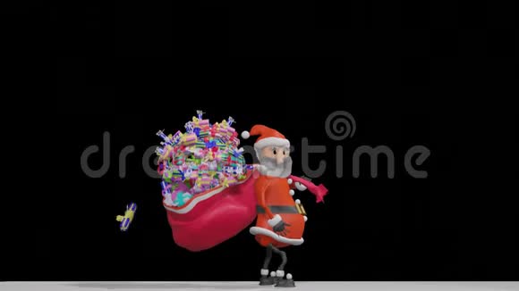 圣诞老人拿着一个带礼物的袋子途中丢失了盒子圣诞快乐2020年新年快乐视频的预览图