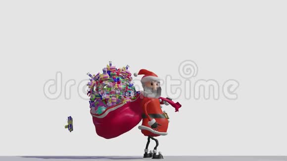 圣诞老人拿着一个带礼物的袋子途中丢失了盒子圣诞快乐2020年新年快乐视频的预览图