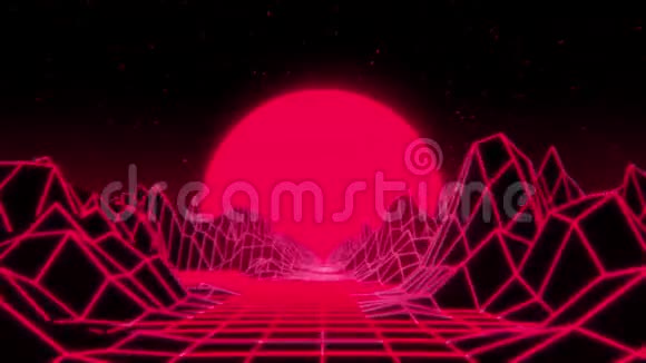 3D红色粉红霓虹灯复合波VJ循环运动背景视频的预览图
