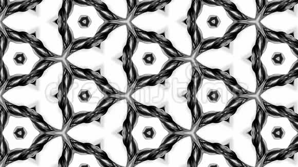 黑白色带4k无缝循环动画扭曲形成复杂的圆形结构视频的预览图