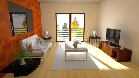 意大利佛罗伦萨的现代公寓内部3D绘制视频的预览图
