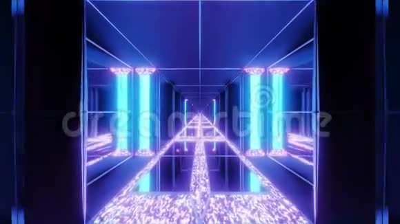 未来科幻空间寺庙与发光钻石圣诞纹理三维插图运动背景现场壁纸视频的预览图