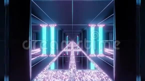 未来科幻空间寺庙与发光钻石圣诞纹理三维插图运动背景现场壁纸视频的预览图