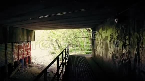 墙上涂鸦的桥下移动视频的预览图