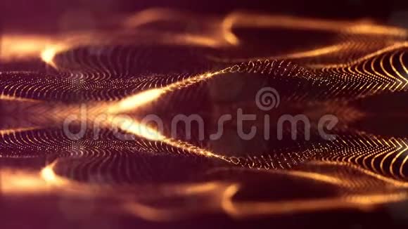 具有发光金颗粒的美丽组合物形成波浪状辉光结构如科幻小说微世界或纳米视频的预览图