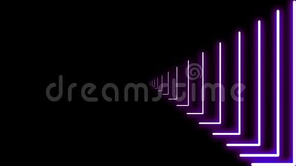 3D绘制抽象几何背景荧光紫外光发光霓虹灯线隧道彩色视频的预览图