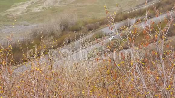 山地景观山中经过的路汽车正沿着山路行驶道路蛇形视频的预览图