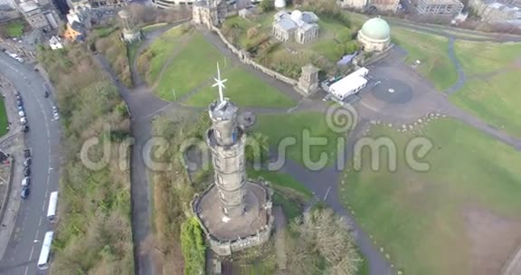 空中尼尔森在苏格兰爱丁堡卡尔顿山的纪念碑视频的预览图