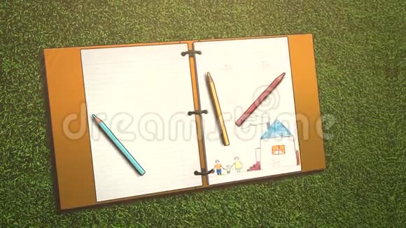 用笔记本和铅笔特写儿童背景学校背景教育主题视频的预览图