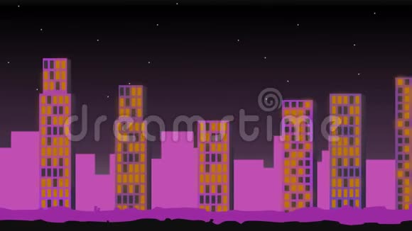 城市景观夜城黎明动画动画视频的预览图