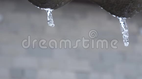 水滴冰柱融化春天视频的预览图