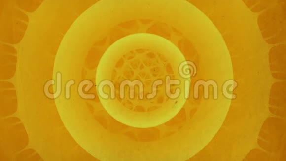 旋转黄色圆形的未来派组成抽象动画3D绘制4KUHD分辨率视频的预览图