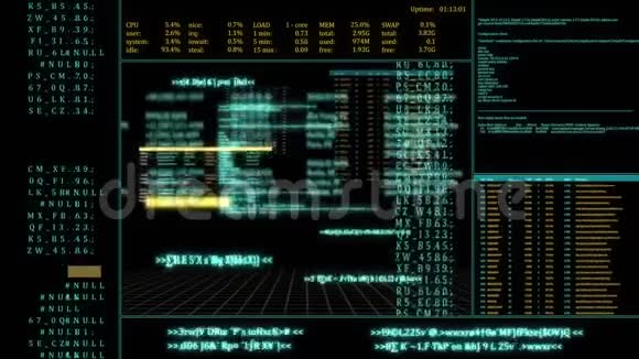 监控屏幕同时黑客攻击计算机视频的预览图