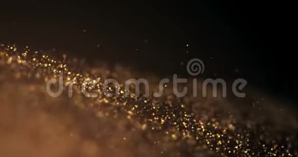 黄金背景移动摘要颗粒金尘闪在黑色背景上运动抽象闪烁优雅的运动视频的预览图