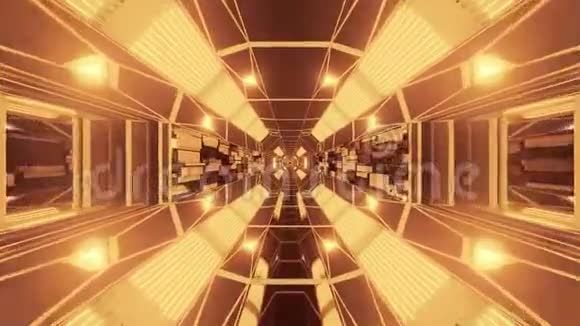 创意无限未来科幻隧道走廊与技术纹理三维插图现场壁纸运动视频的预览图