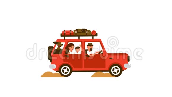 一家人坐着红车去度假视频的预览图
