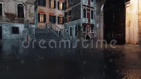 阿尔塔阿奇期间淹没的威尼斯街道和桥梁视频的预览图