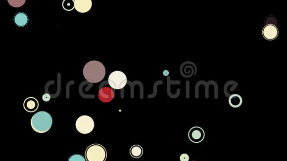在黑色背景上出现和消失的五彩圆圈的美丽抽象动画动画视频的预览图