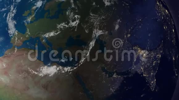 地球与月亮动画版本1欧洲夜间视频的预览图