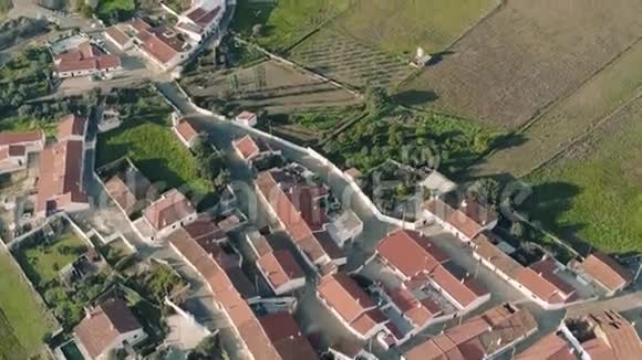 鸟瞰红瓦屋顶典型村落视频的预览图