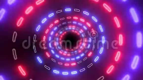 抽象创意霓虹灯技术隧道与圆形HUD视频的预览图