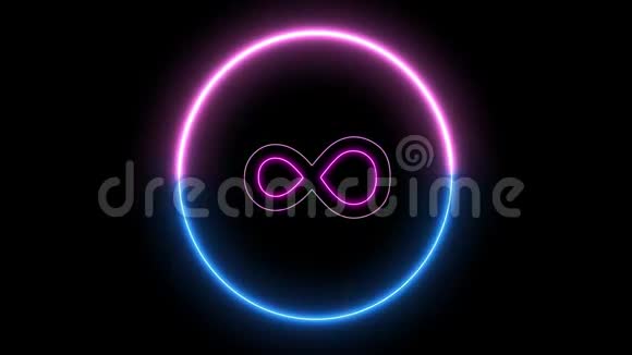 无限的霓虹灯象征在旋转的圆形视频的预览图