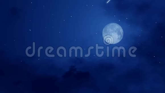 夜空中有满月和落下的星星视频的预览图