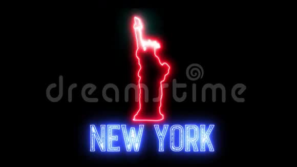 纽约和自由女神像的霓虹灯视频的预览图