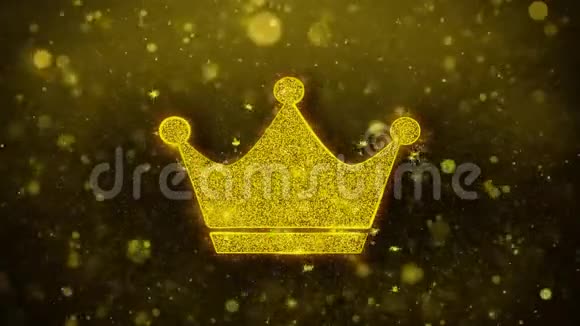 女王皇室皇冠图标黄金闪烁光泽颗粒视频的预览图
